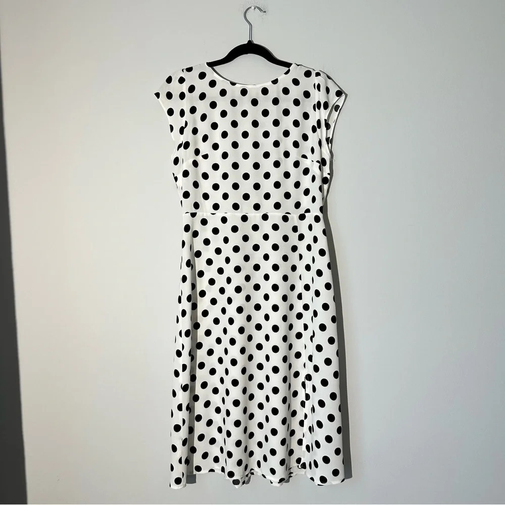 Loft white dress with black polka dots size 6P